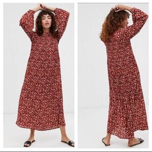 Selected Femme Floral Flowy pleats maxi dress ditsy floral ASOS Sz 8 Blogger Fav